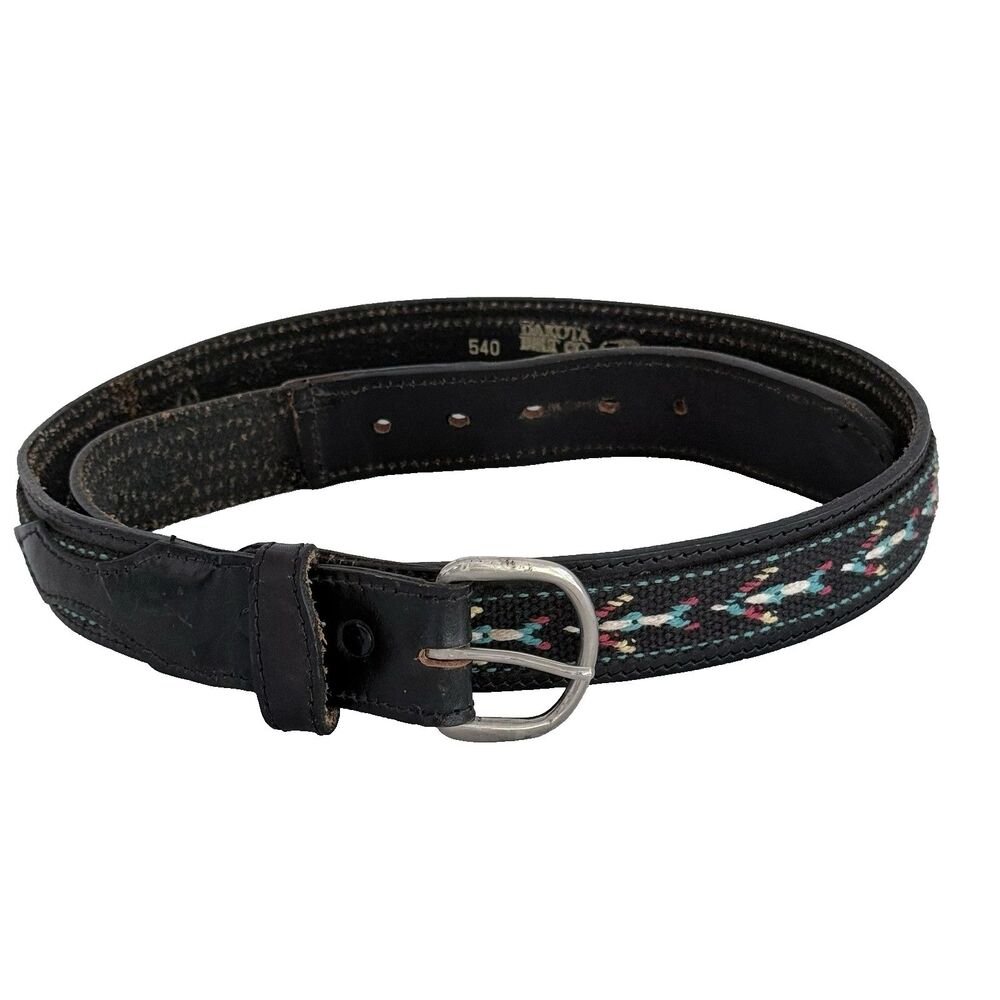 Embroidered Western Belt Vtg Dakota Belt Co Leather Aztec Print Cowboy Sz 44